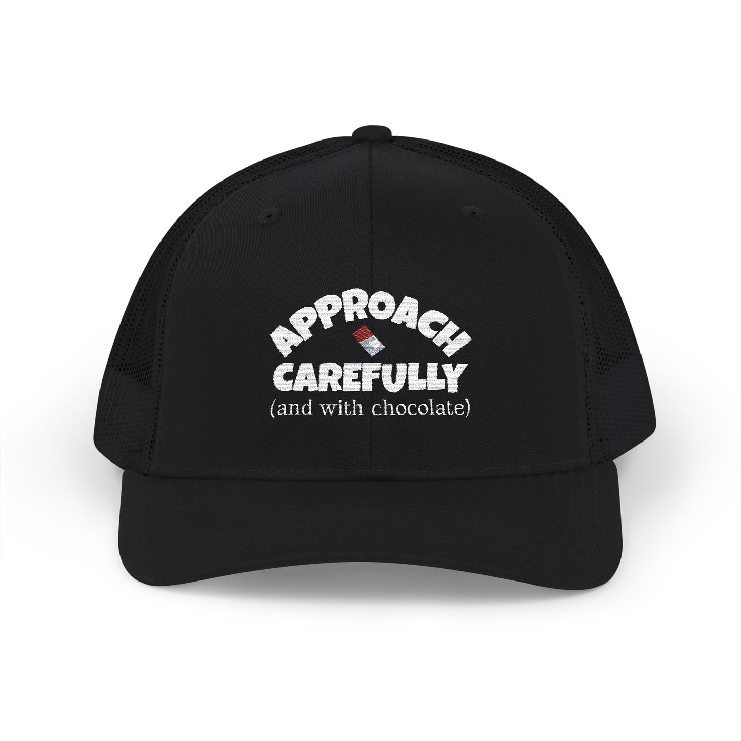 Approach with Chocolate Embroidered Snapback Trucker Cap - white font in multiple colors