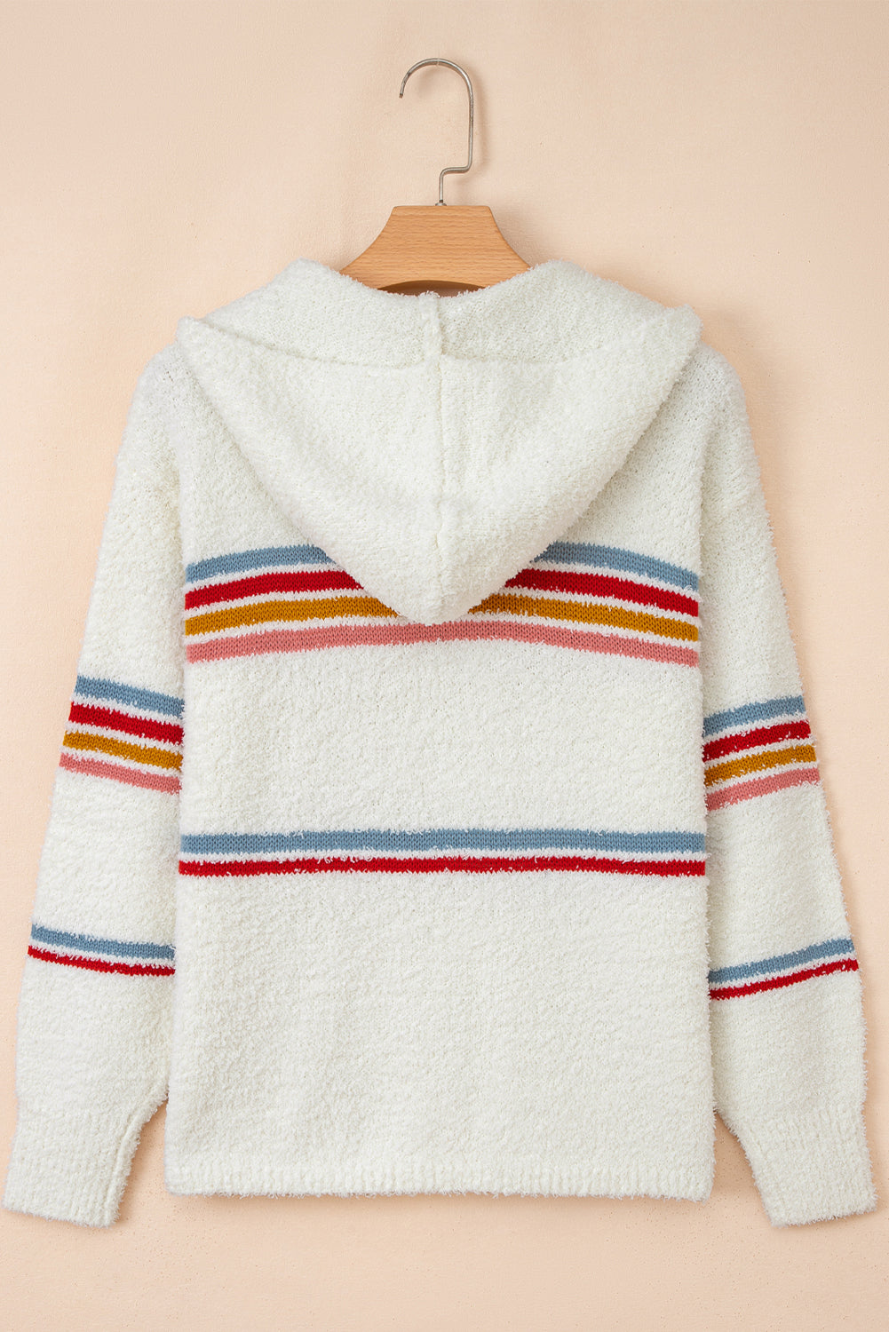 Striped Hooded Popcorn Sweater