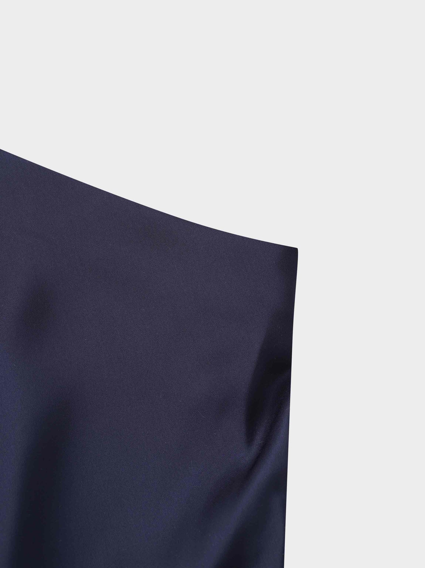 Solid Faux Satin Slip Skirt-Dark Blue/Navy-3