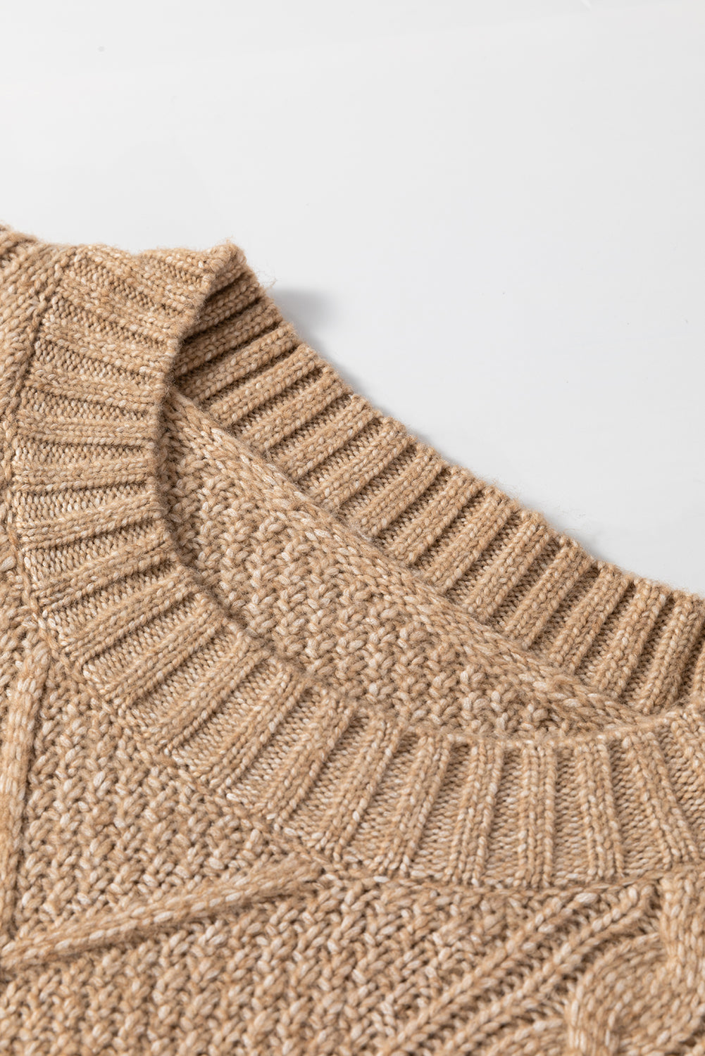 Cable Knit Sweater Dress in tan