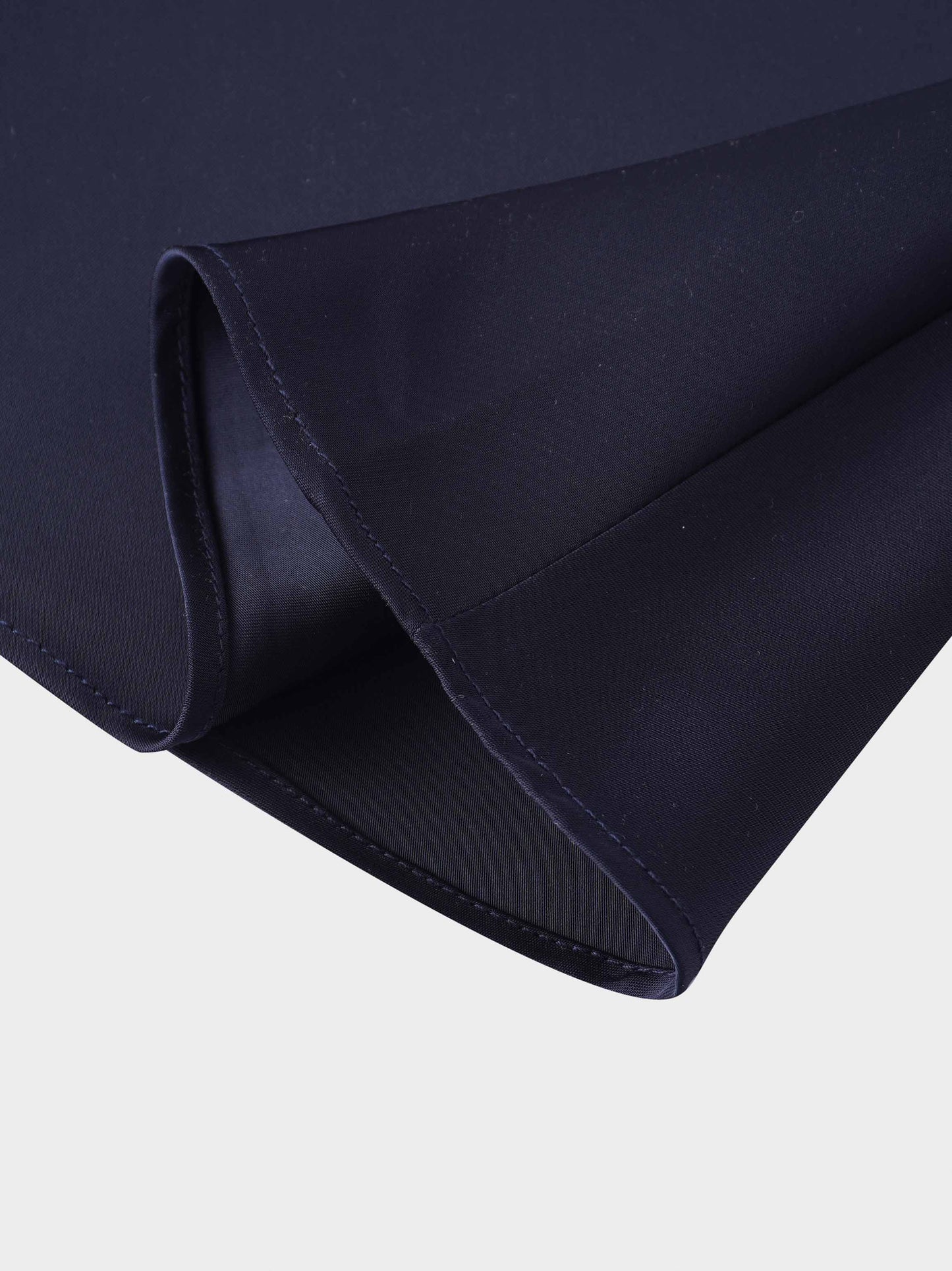 Solid Faux Satin Slip Skirt-Dark Blue/Navy-4