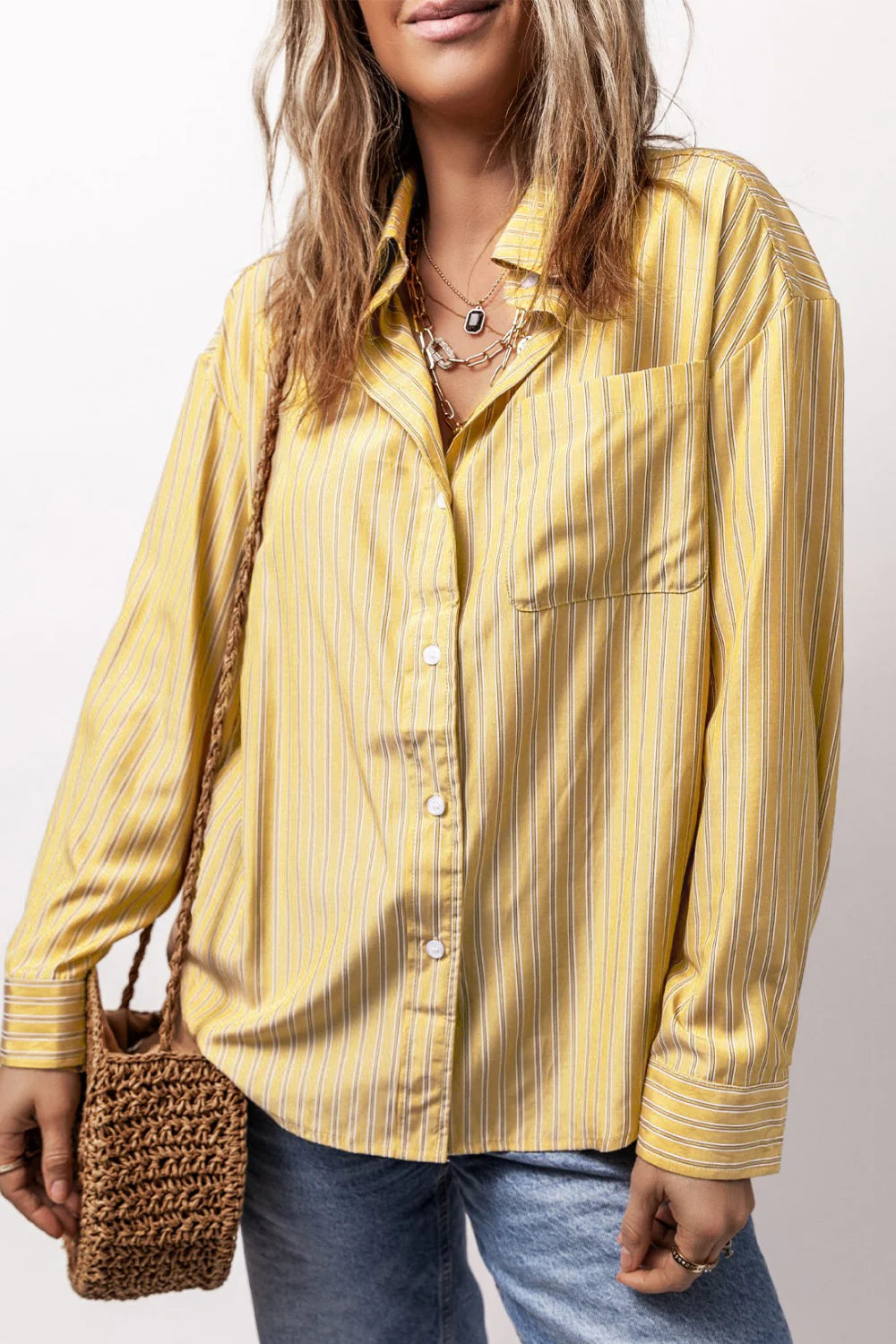 Striped Button Down Long Sleeve Shirt in multiple colors