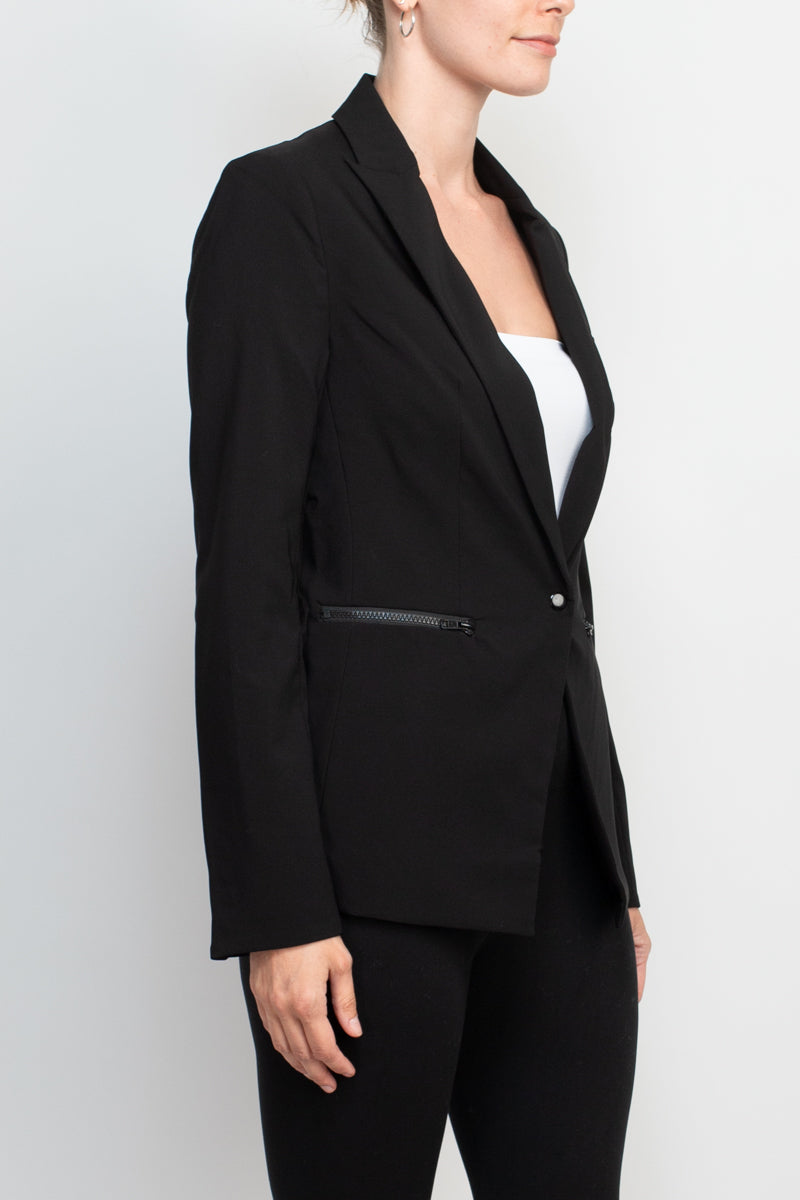 Irina Woven blazer with zipper pocket