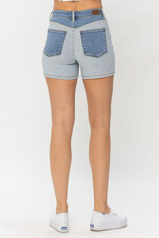 Color Block Denim Shorts by Judy Blue