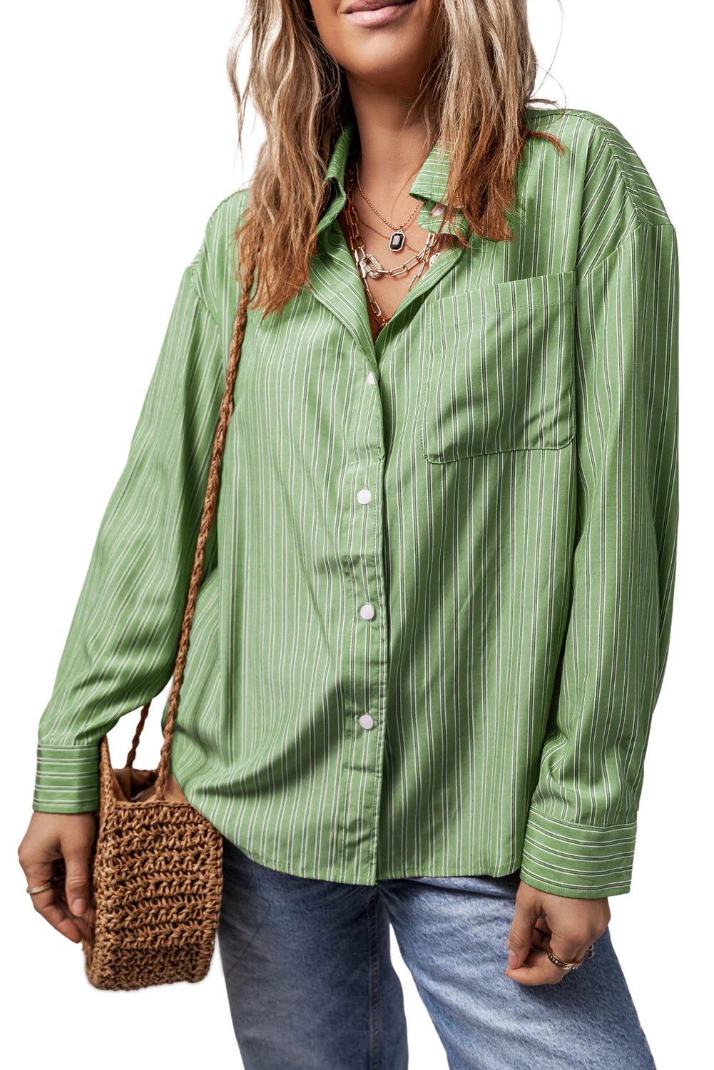 Striped Button Down Long Sleeve Shirt in multiple colors