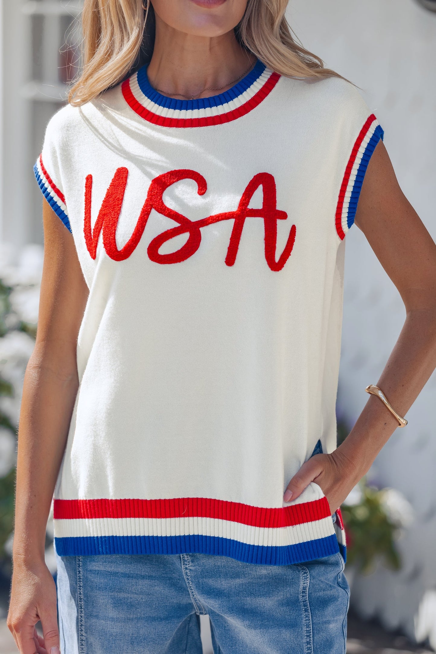 Peyton Trim USA Sweater