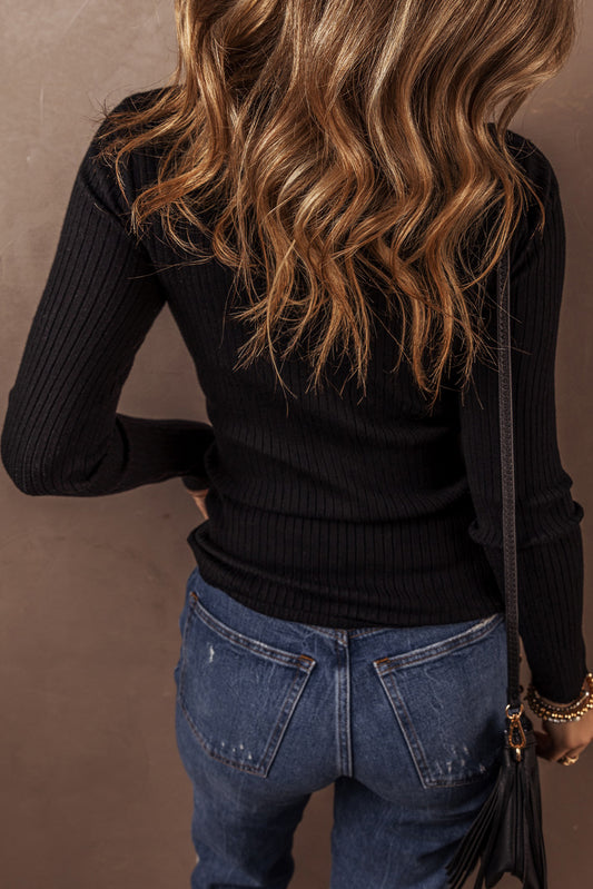 Ribbed Collared Slim Fit Sweater Cardigan