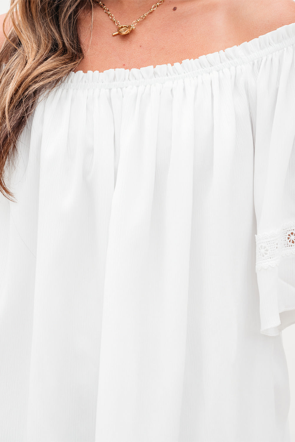 Off Shoulder Textured Blouse