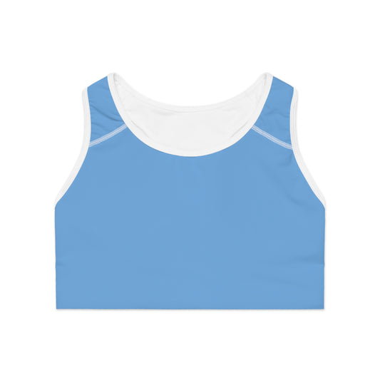 Blue Moisture-Wicking Sports Bra with White or Black Stitching