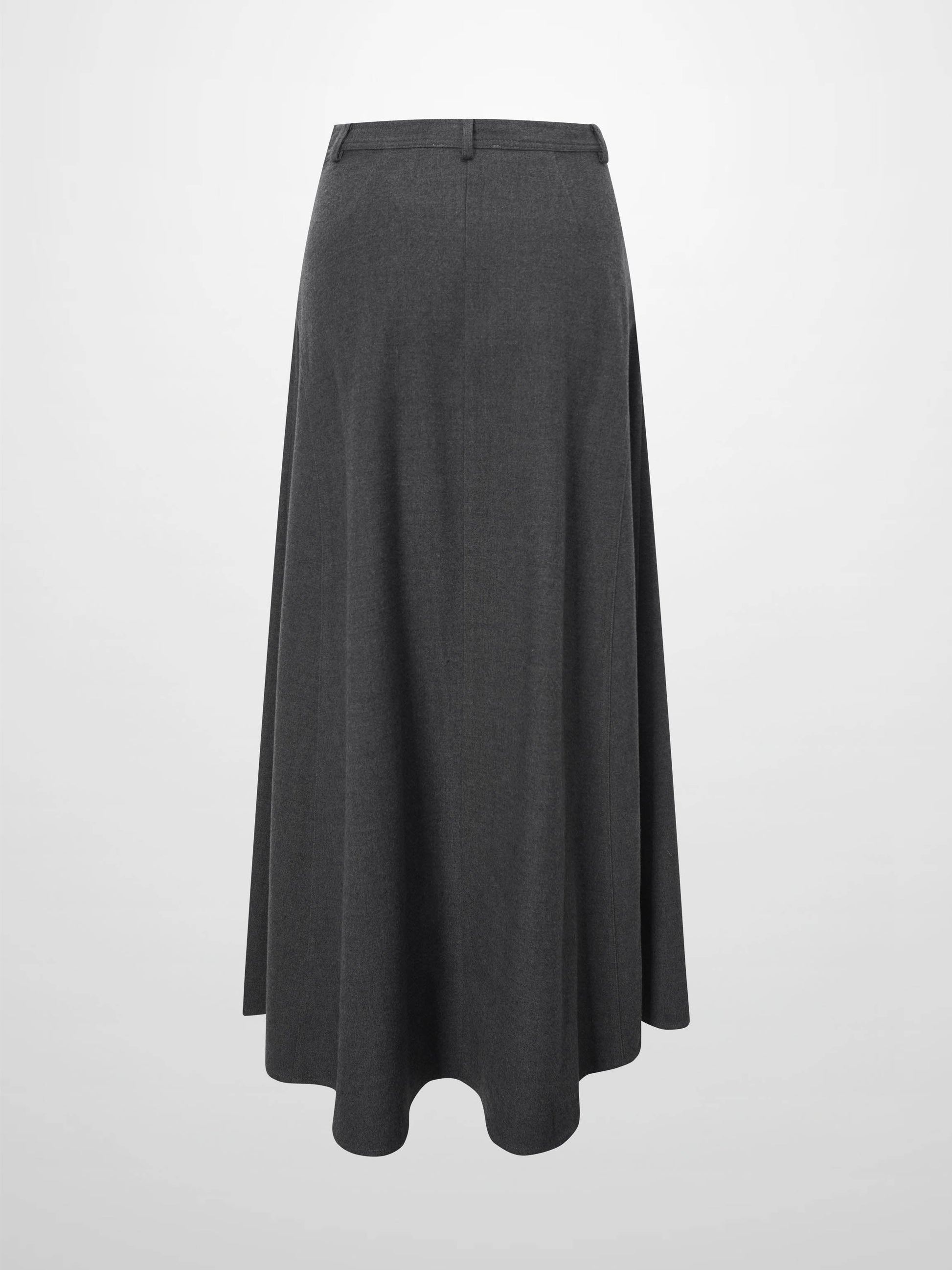 Wool Blend Yoke Skirt 37"-Grey-1