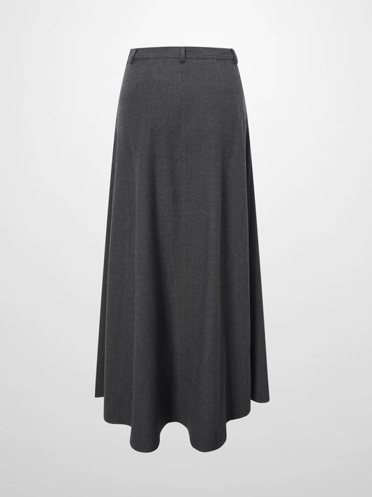 Wool Blend Yoke Skirt 37"-Grey-1