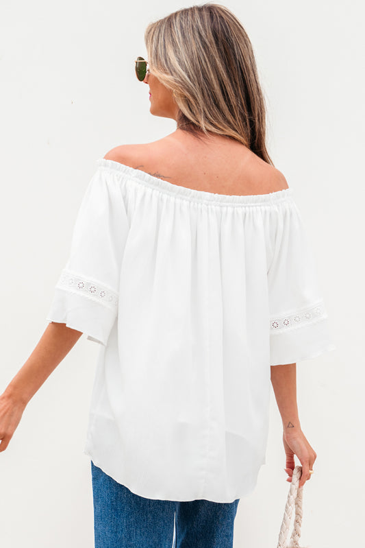 Off Shoulder Textured Blouse