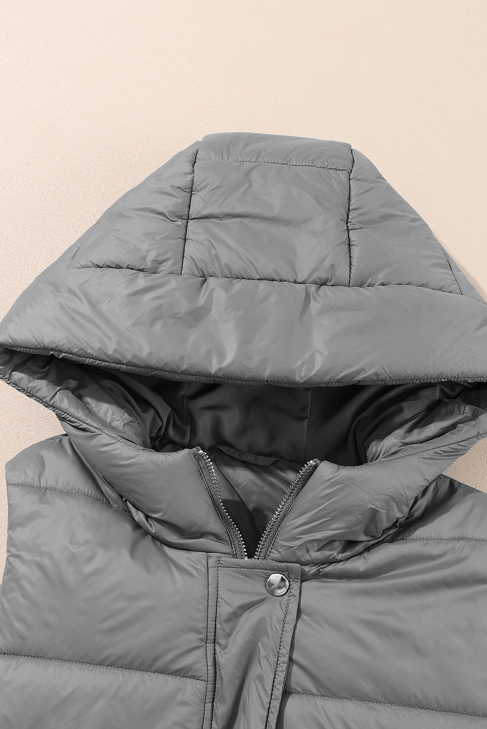 Hooded Long Quilted Vest