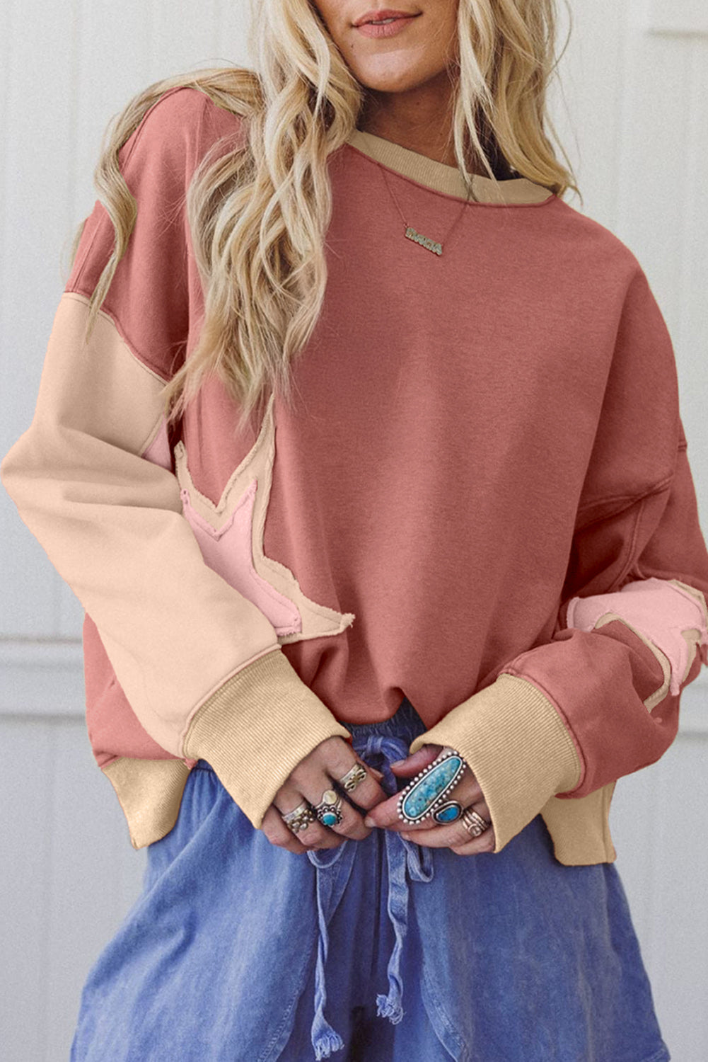Star Patchwork Sweatshirt in multiple colors