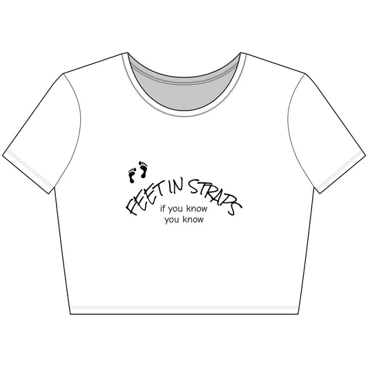 Feet in Straps Crop Tee - black font in multiple colors