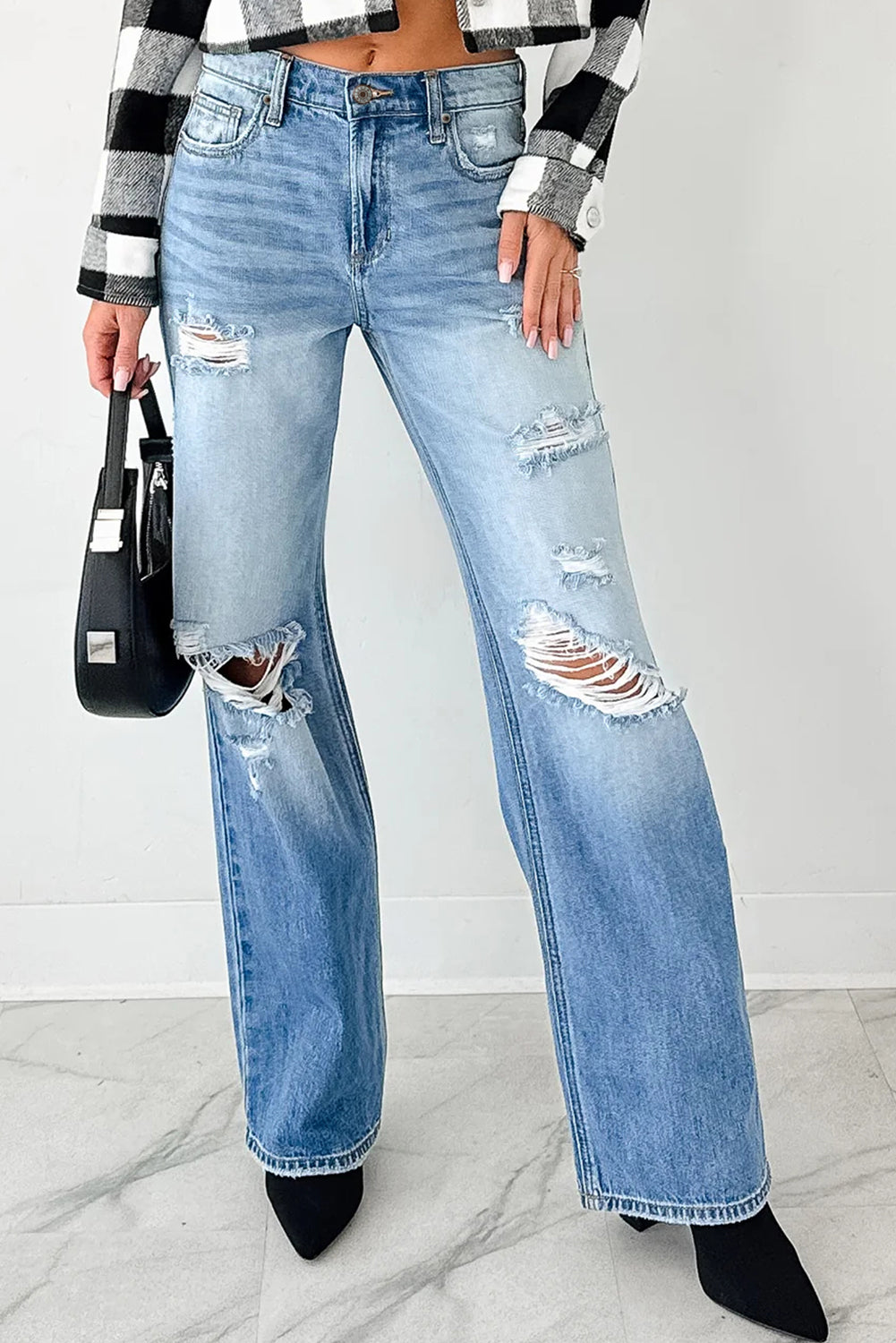 The Romy Jean - Mid Rise Distressed Straight Leg by Myosotis