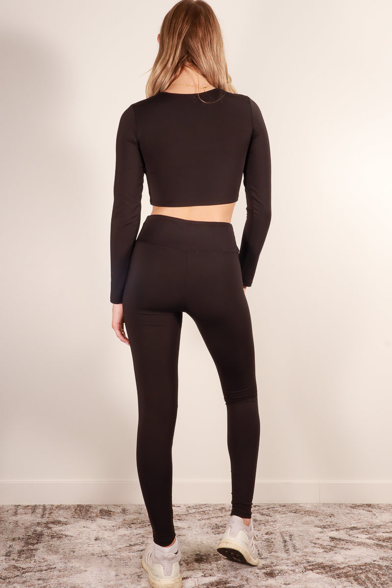 Missy Long Sleeve Crop Top & Leggings Activewear Set in multiple colors