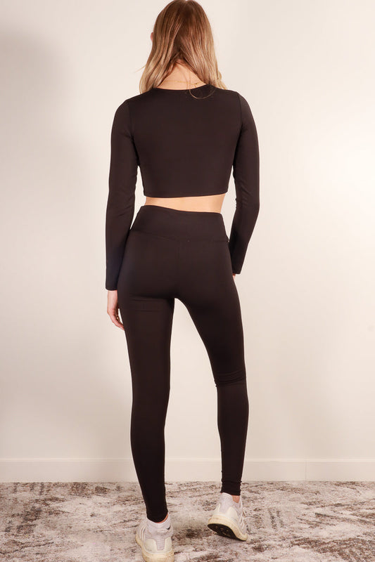 Missy Long Sleeve Crop Top & Leggings Activewear Set in multiple colors