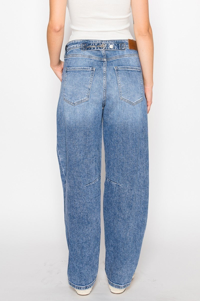 Sloane Adjustable Strap High Rise Barrel Jeans by Artemis Vintage