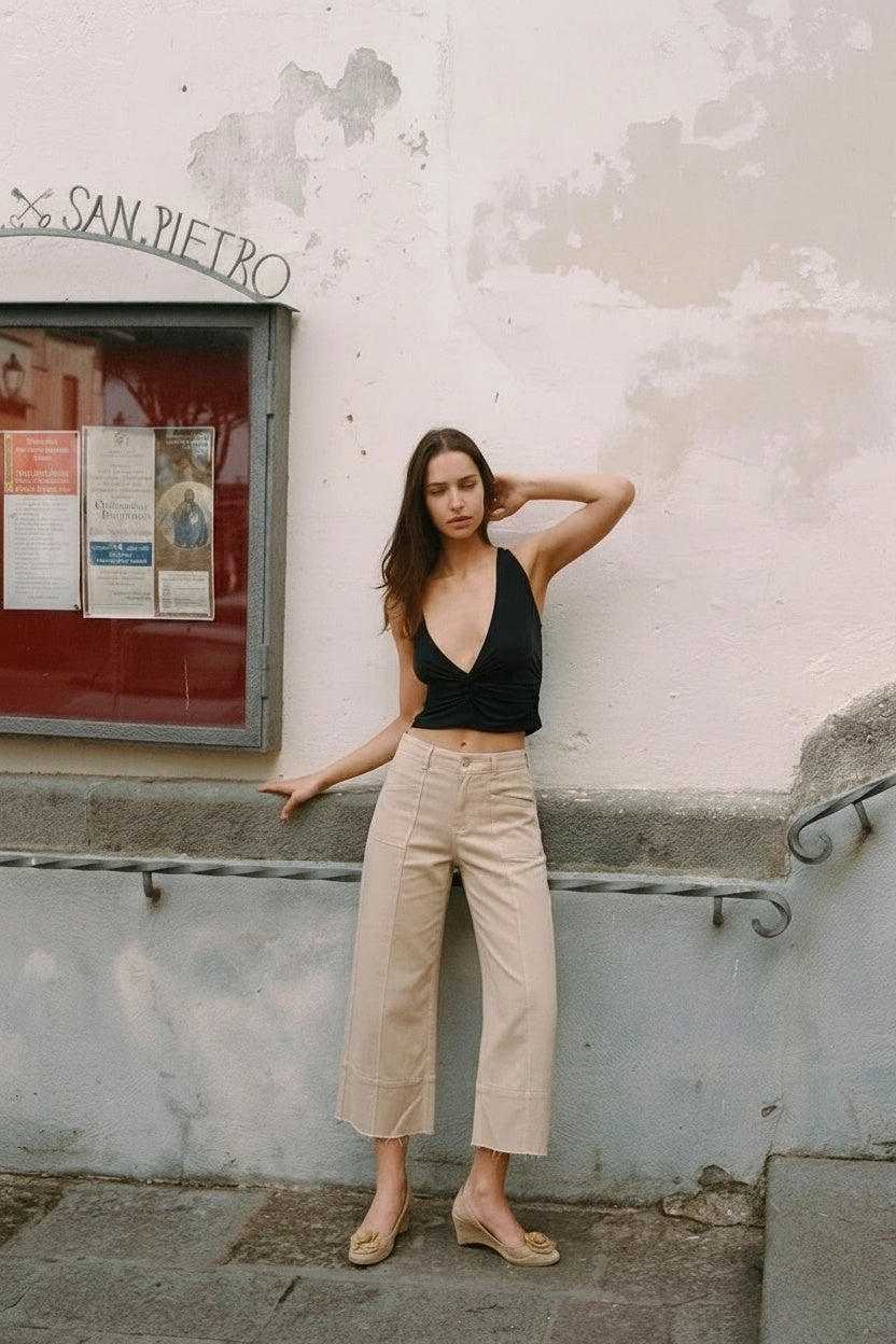 The Leigh Jean - High Rise Slim Crop Palazzo by Artemis Vintage