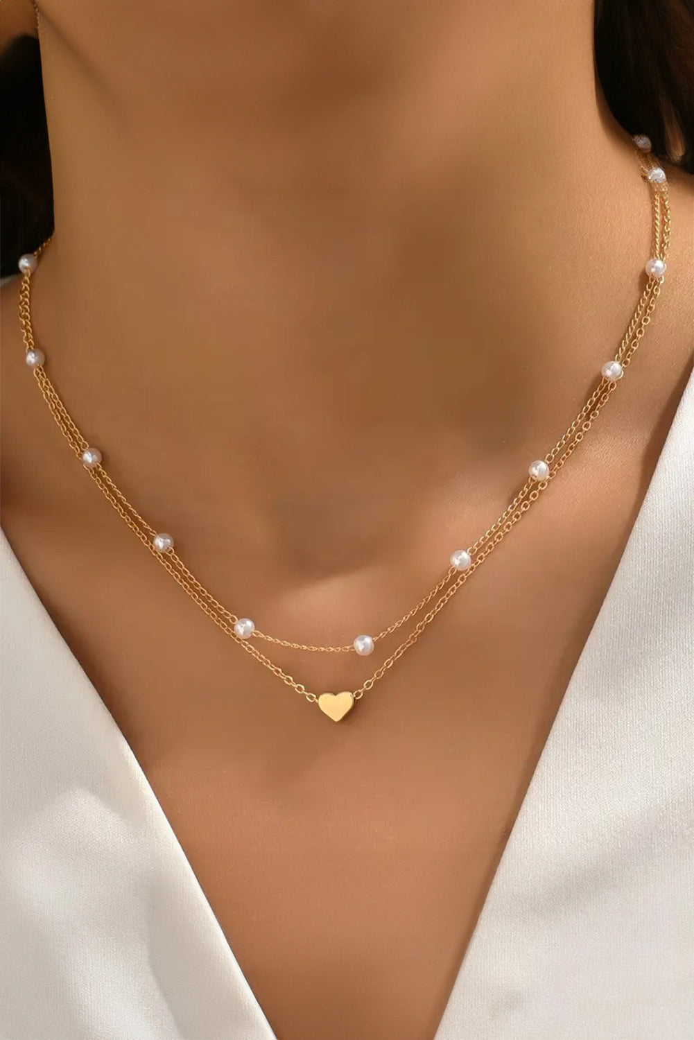Heart and Pearl 2-Piece Necklace