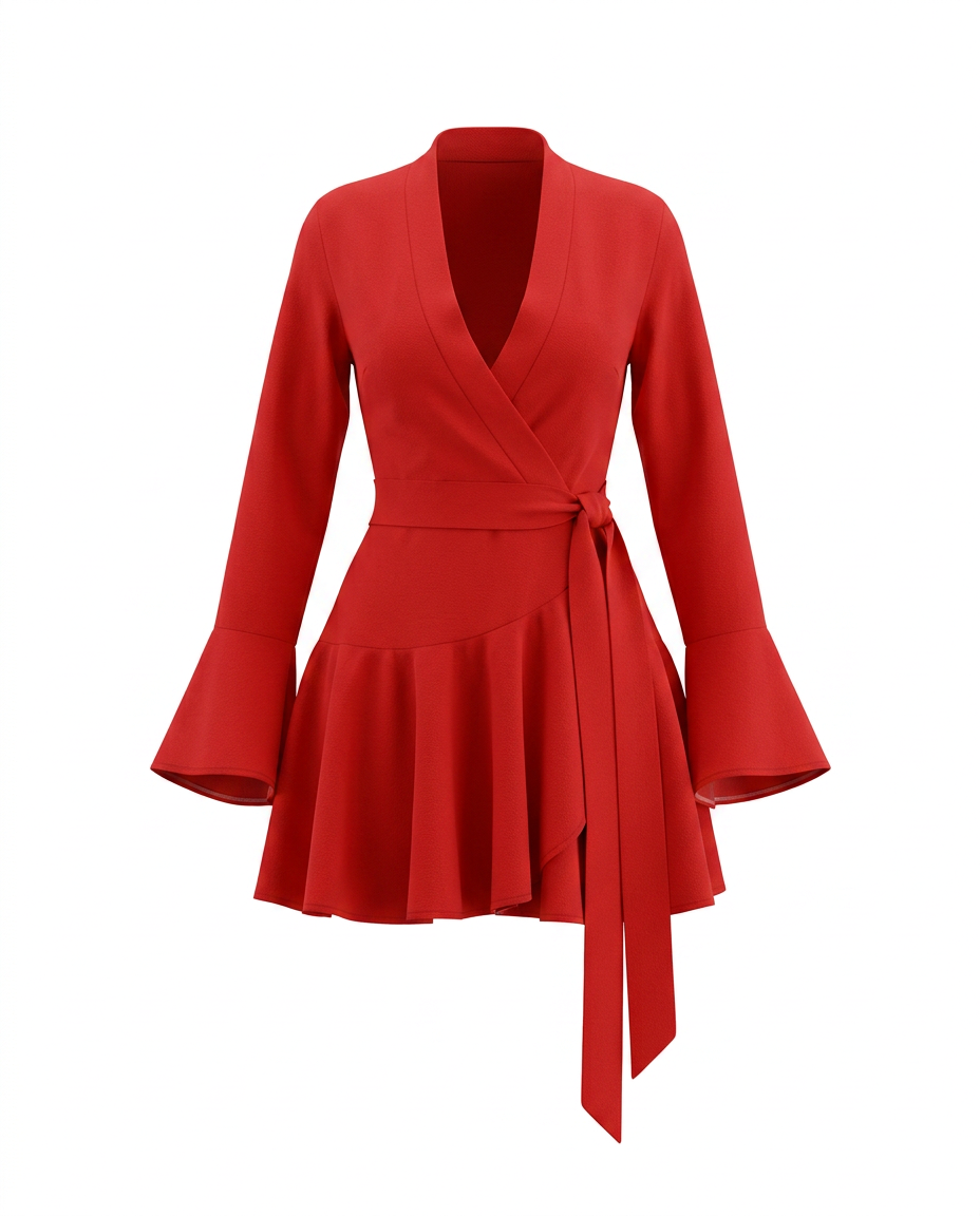 Printed Ruffle Wrap Dress in multiple colors