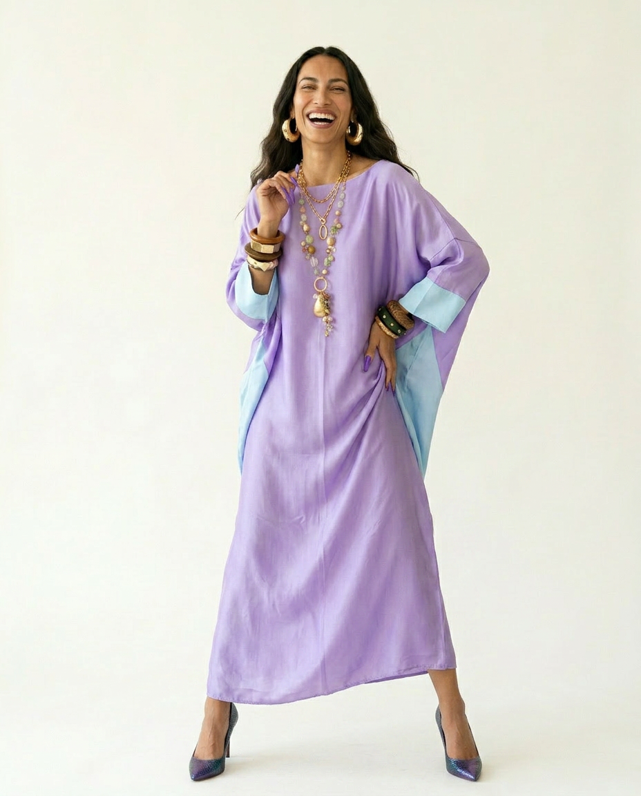 Loose Color Block Kaftan