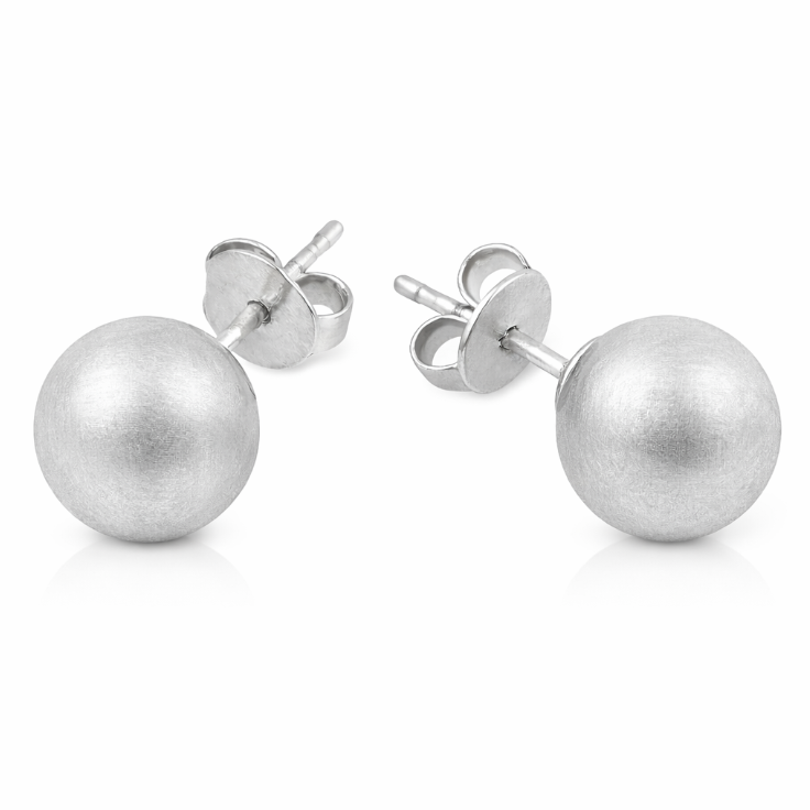 Brushed Allie Bead Stud Earrings in gold and silver