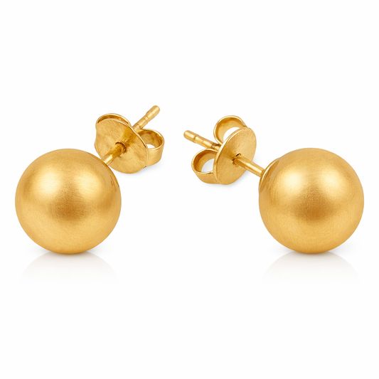 Brushed Allie Bead Stud Earrings in gold and silver