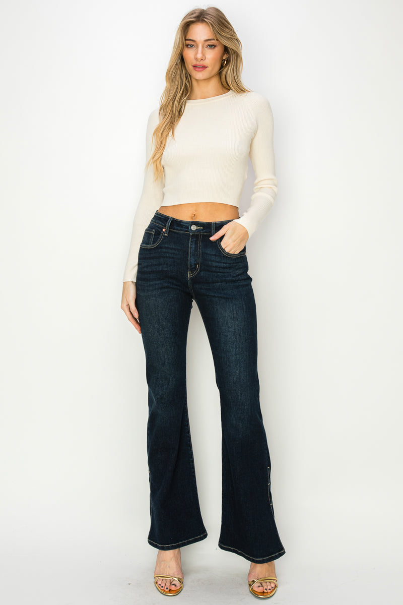 The Noa Jean - High Rise Flare with Side Slits by Artemis Vintage