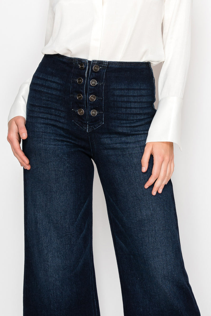 Eco Friendly Ultra High Rise Palazzo Sailor Jeans by Artemis Vintage
