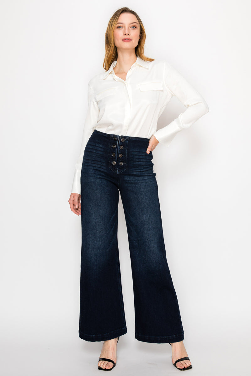 Eco Friendly Ultra High Rise Palazzo Sailor Jeans by Artemis Vintage