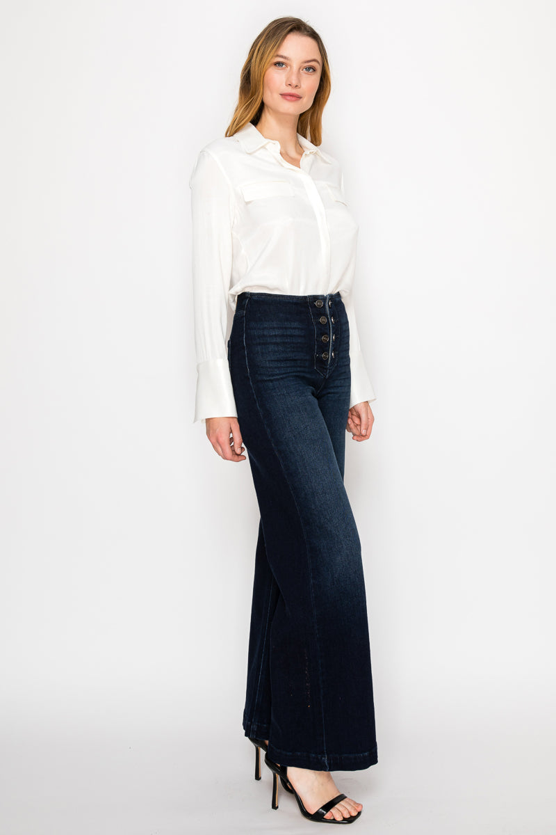 Eco Friendly Ultra High Rise Palazzo Sailor Jeans by Artemis Vintage