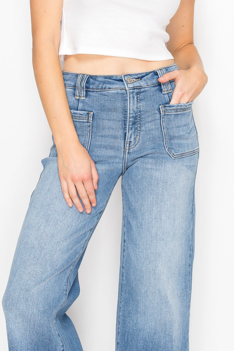 The Margo Jean - Eco Friendly High Rise Slim Palazzo Jeans by Artemis Vintage