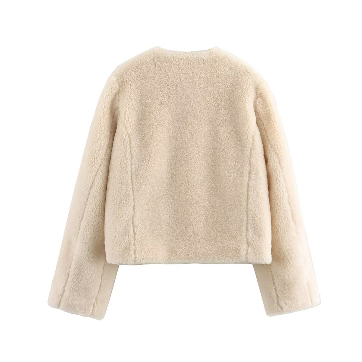 Women's Jacket Cream Faux Shearling BYMANYC ® New York HAMPTONS TOGGLE SHORT COAT - New Collection-2