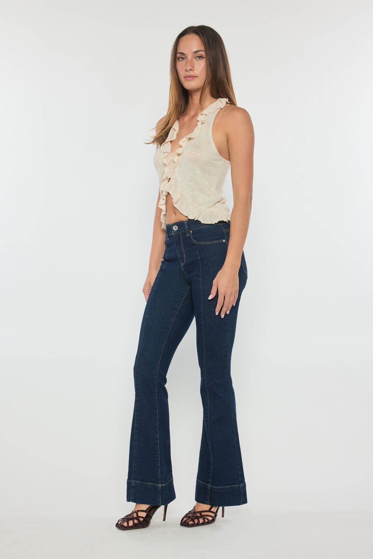 The Paloma Jean - Mid Rise Seamed Front Wide Leg by Enjean
