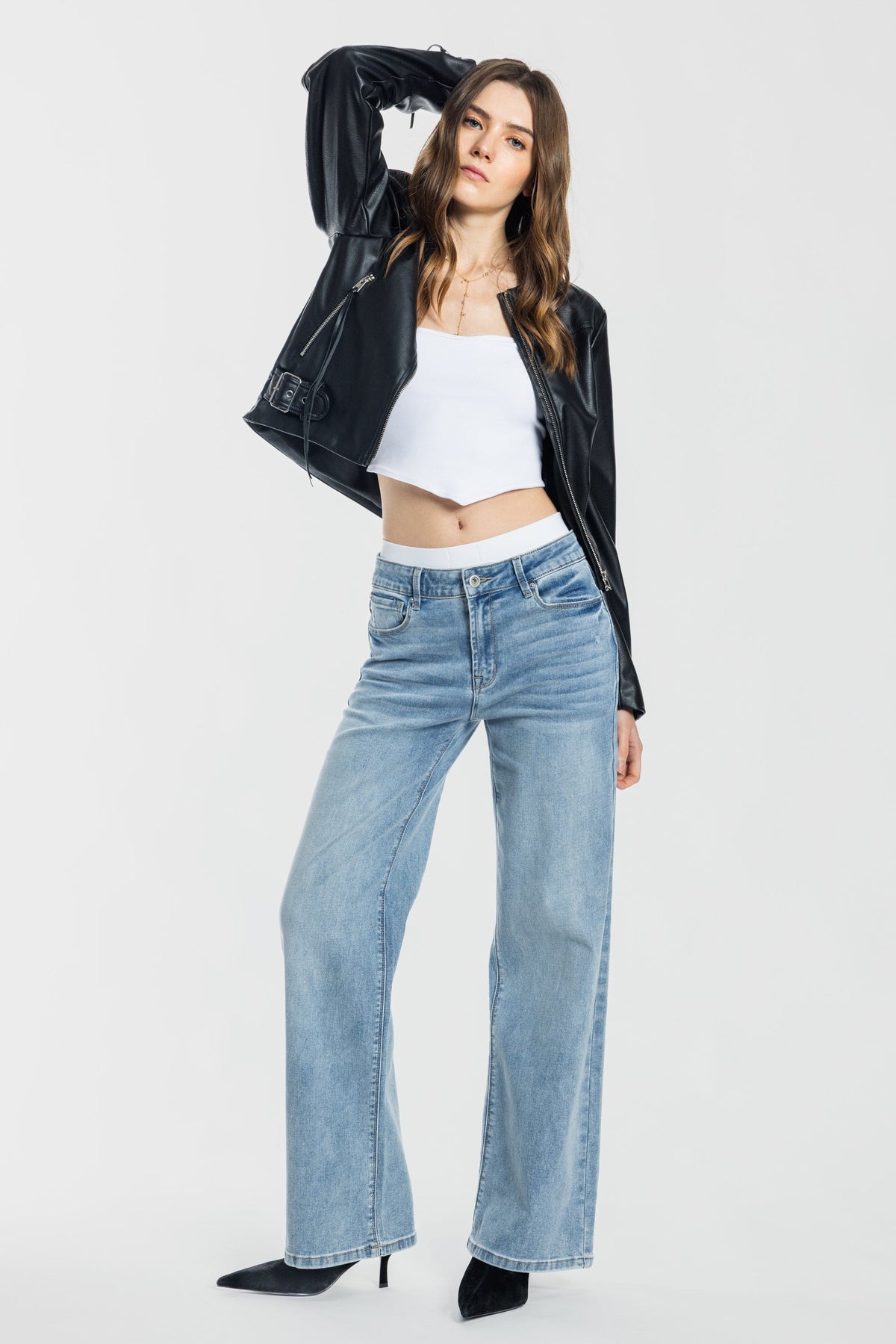 The Rosalie Jean - Mid Rise Wide Leg by Enjean in multiple washes