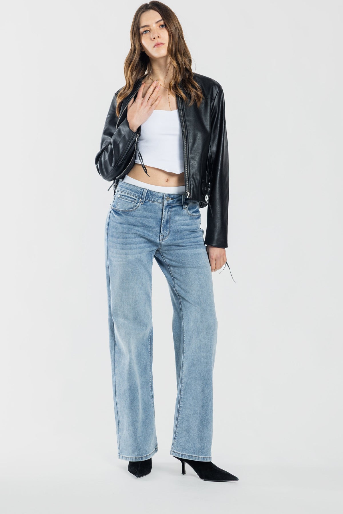The Rosalie Jean - Mid Rise Wide Leg by Enjean in multiple washes