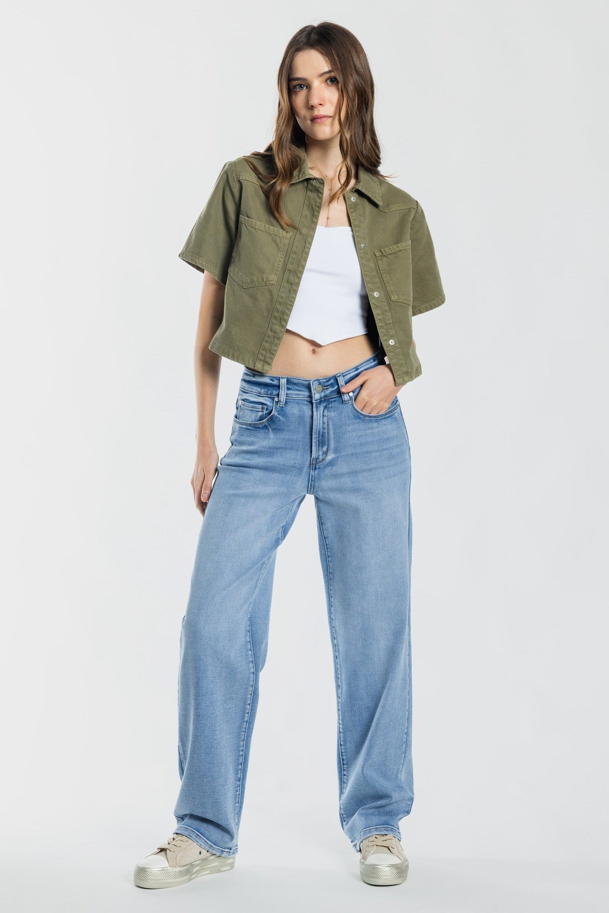 The Eliana Jean - Mid Waist Loose Straight by Enjean in multiple washes