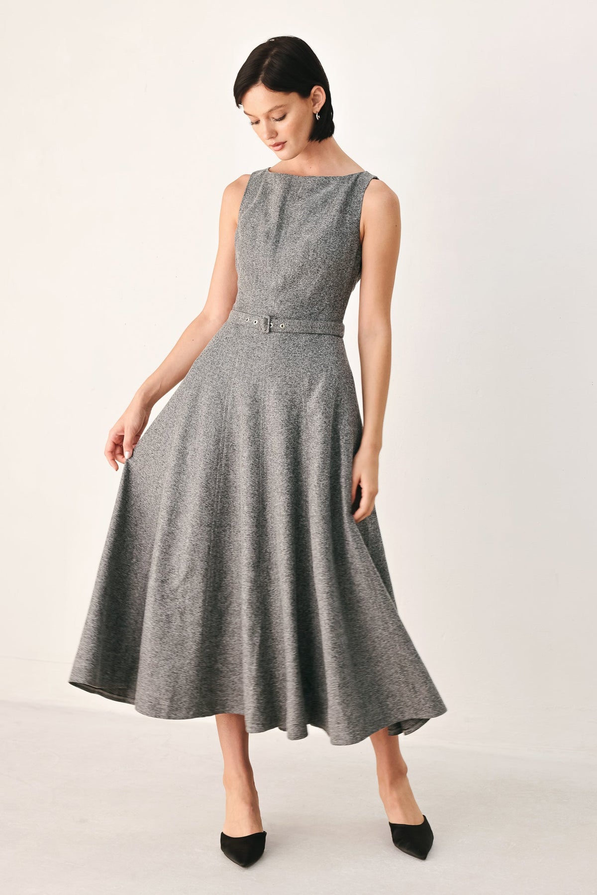 NEW - Belted A-Line Midi Dress