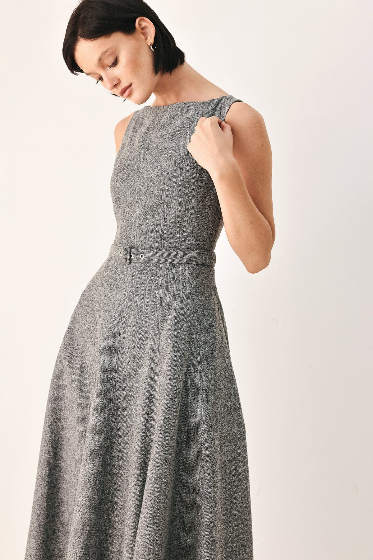 NEW - Belted A-Line Midi Dress