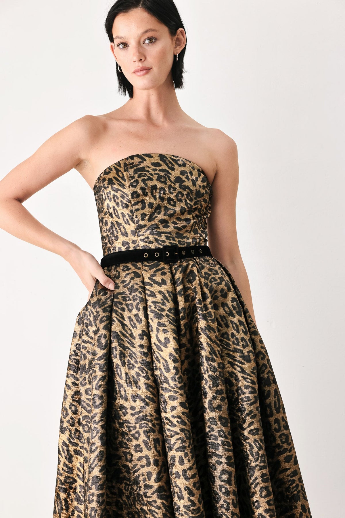 NEW - Leopard Strapless Midi Dress