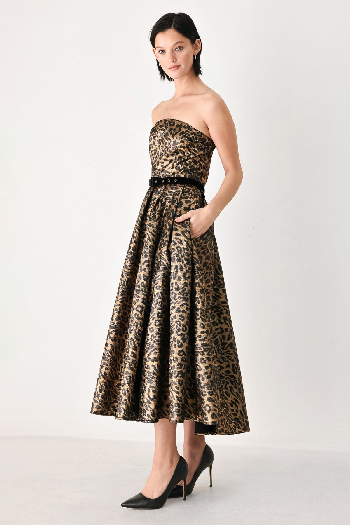 NEW - Leopard Strapless Midi Dress
