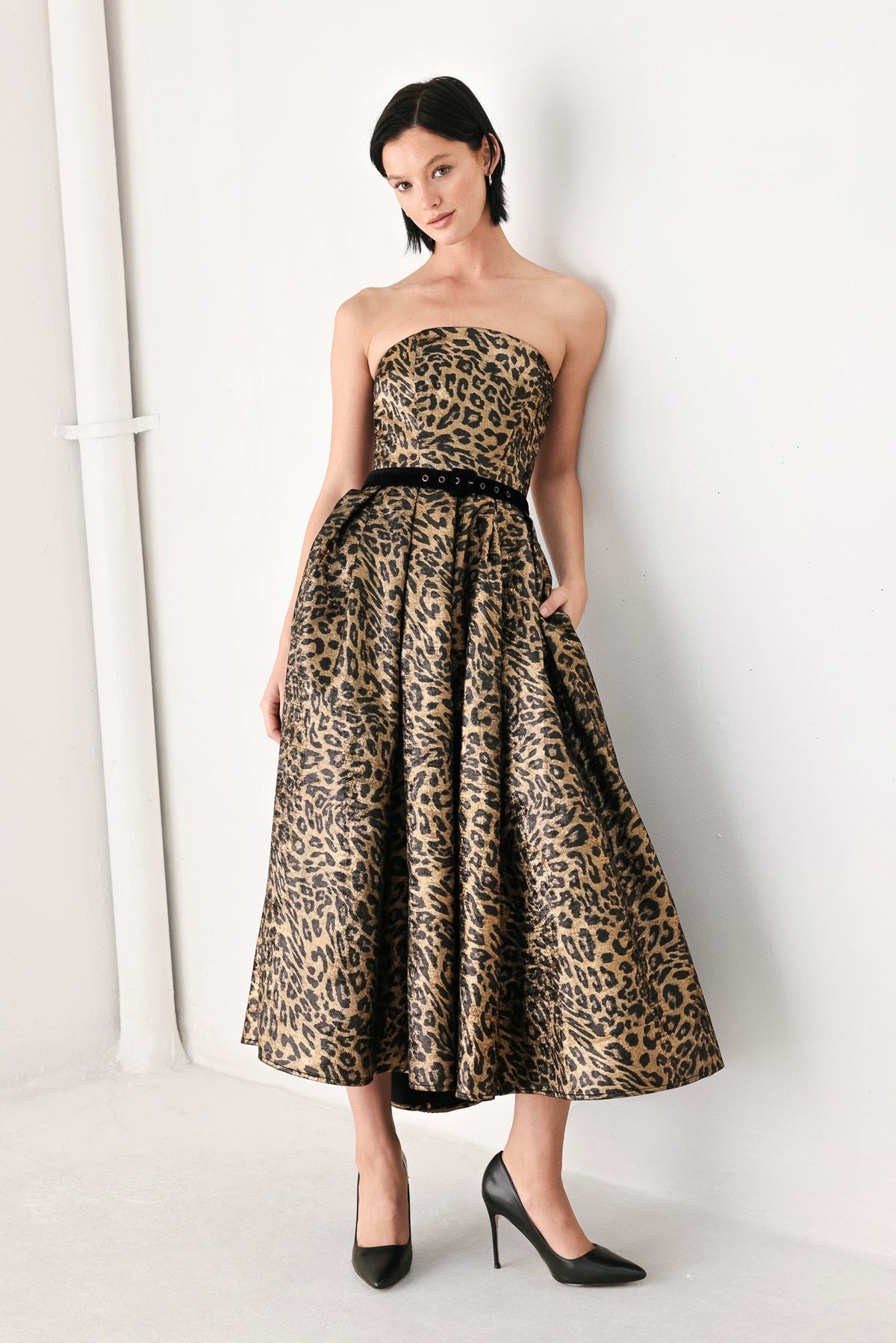 NEW - Leopard Strapless Midi Dress
