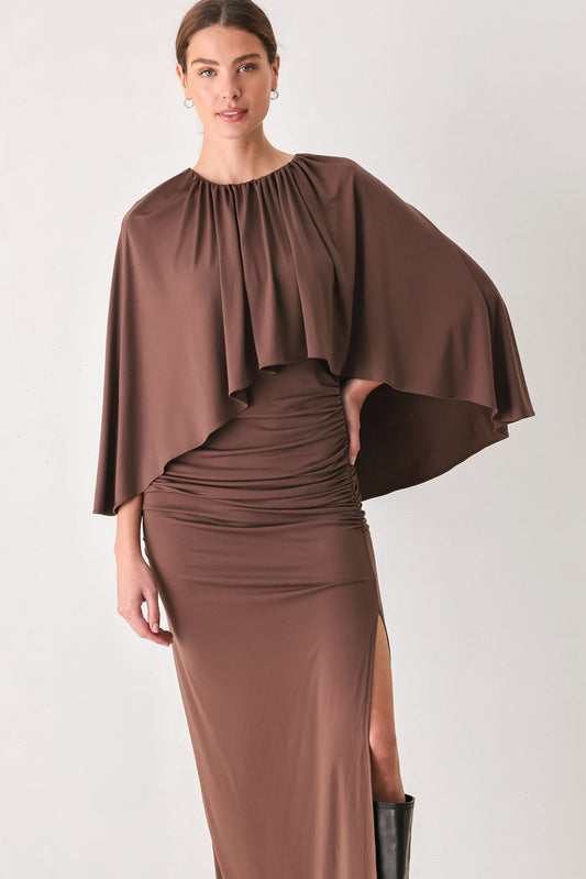 Caplet Shirred Maxi Dress