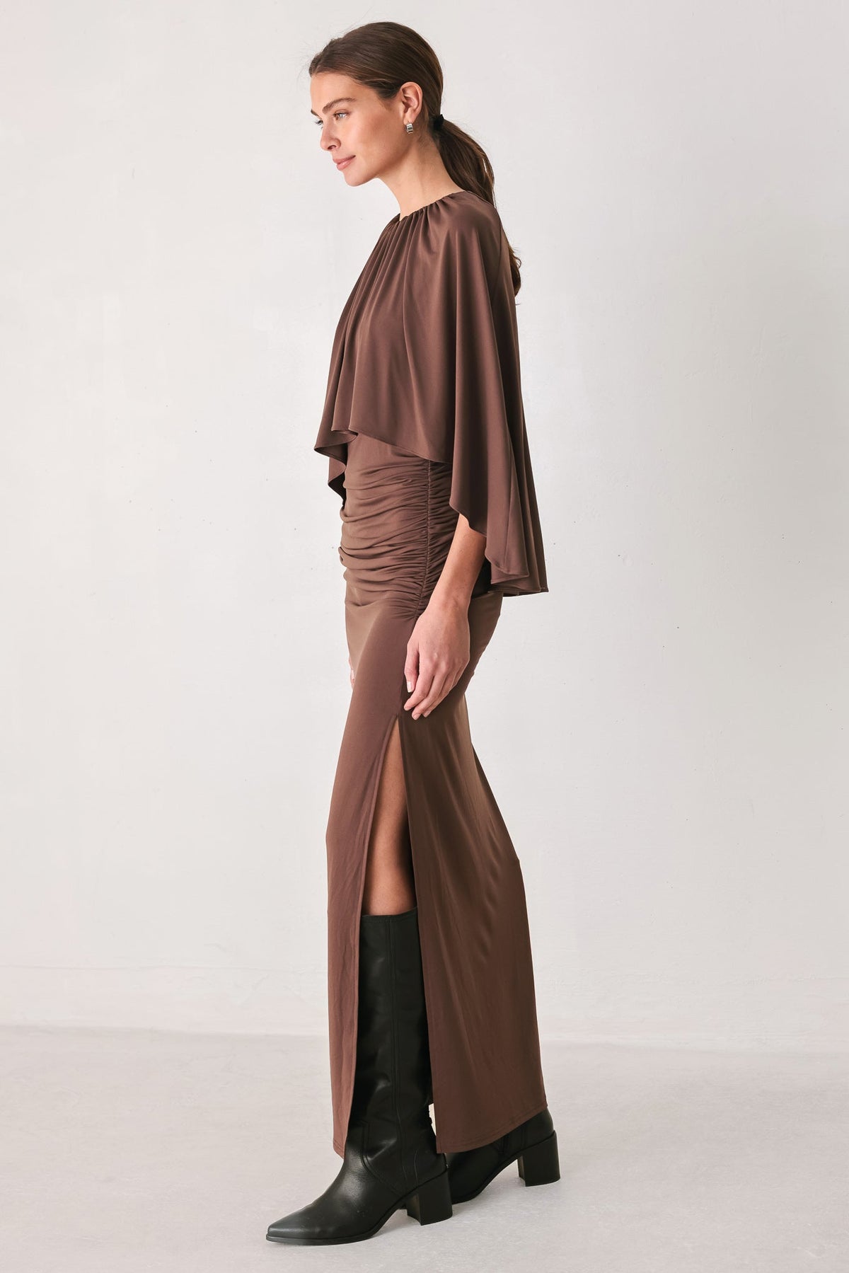 NEW - Caplet Shirred Maxi Dress
