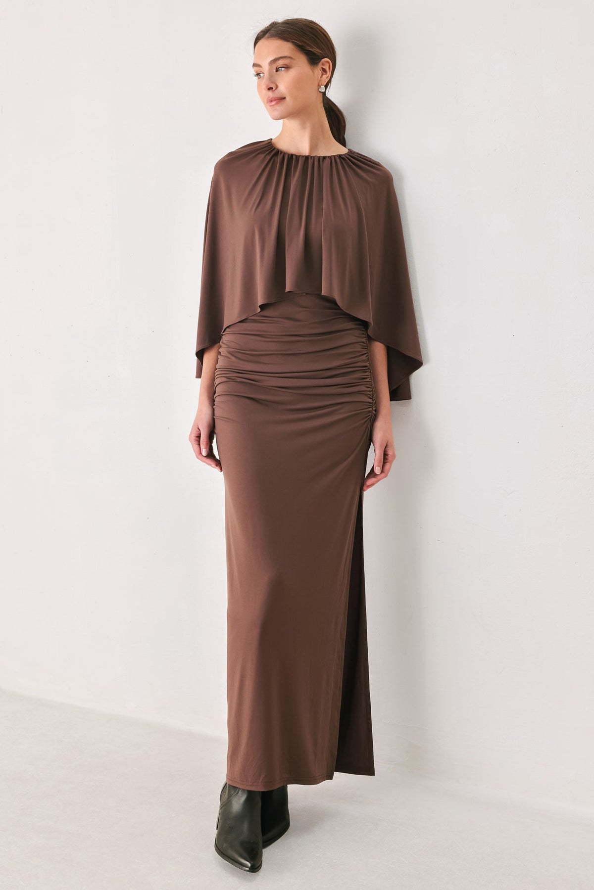 NEW - Caplet Shirred Maxi Dress