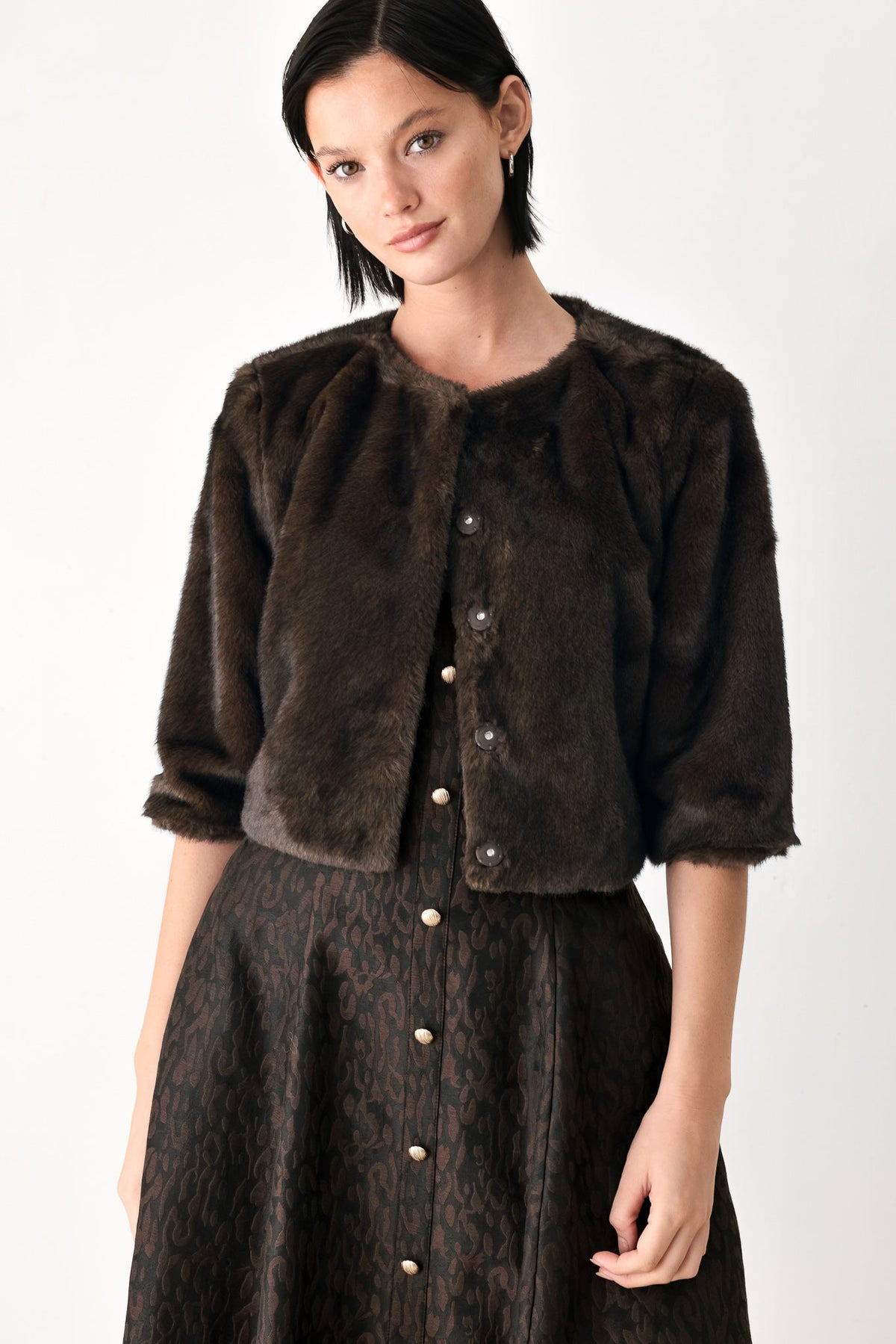 Cropped Faux Fur Jacket