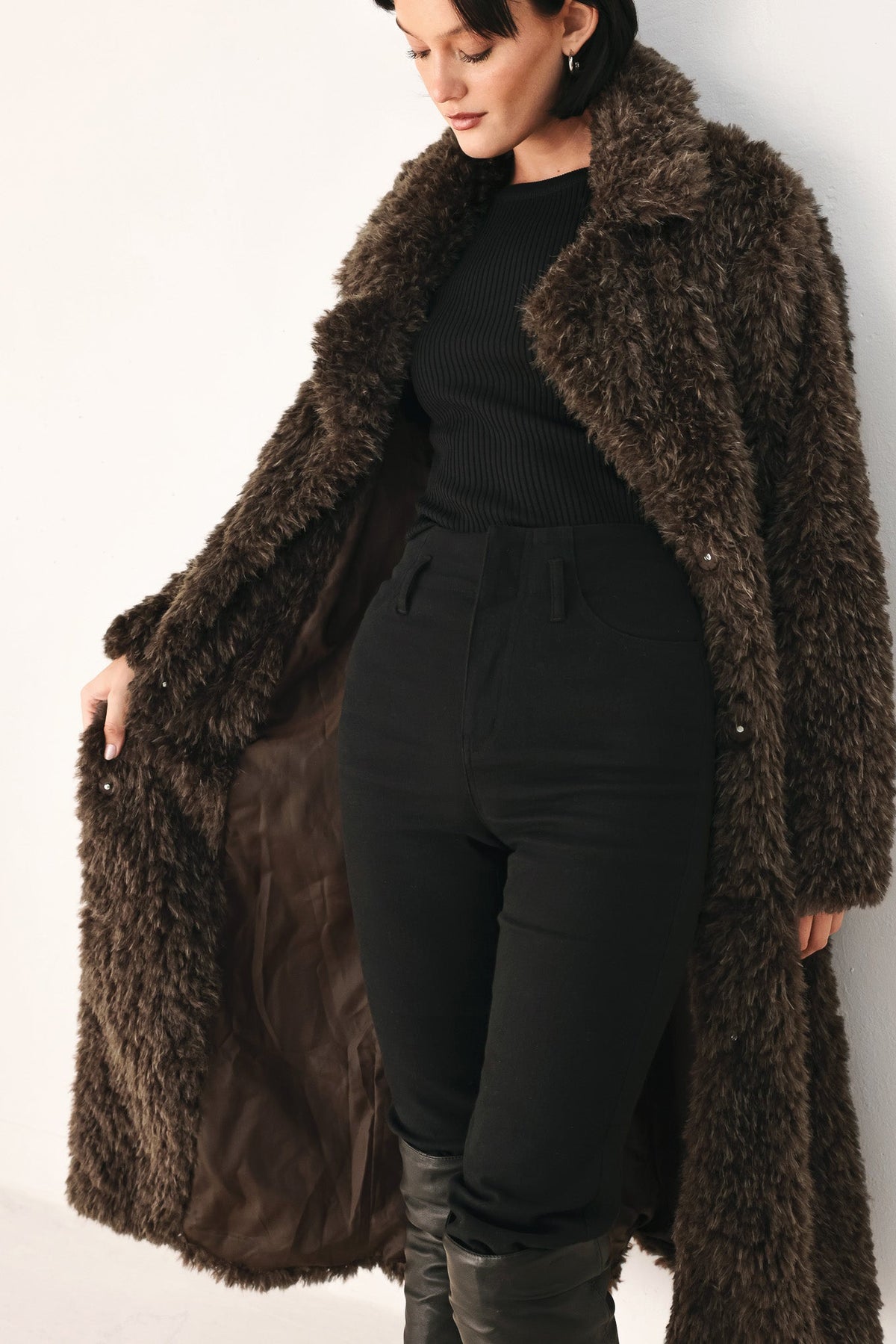 NEW - Belted Faux Fur Midi Coat