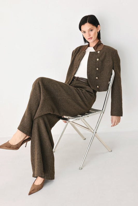 Houndstooth Crop Jacket